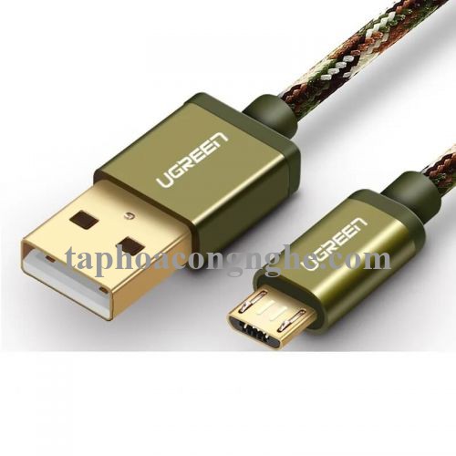 Ugreen 40883 0.5M màu Xanh lá Cáp sạc truyền dữ liệu USB 2.0 sang MICRO USB dây bọc lưới US246 30040883
